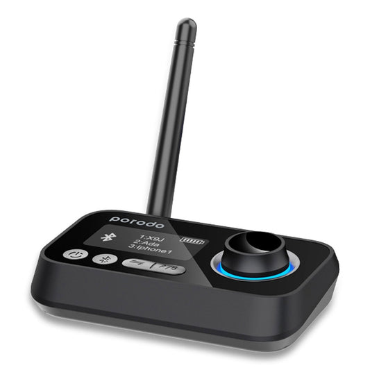 محول الصوت اللاسلكي 3 في 1 من بورودو بتقنية البلوتوث - اسود | Porodo 3 in 1 Bluetooth Transmitter Receiver and Wireless Audio Adaptor – Black