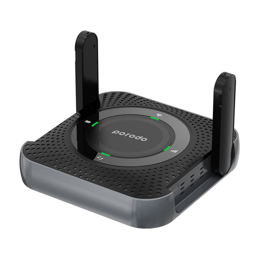 راوتر محمول CPE MiFi 3G/4G لاسلكي من بورودو, بطارية بسعة 4000 مللي امبير - اسود/رمادي | Porodo Portable CPE MiFi 3G/4G Wireless Router 4000mAh - Black/Grey