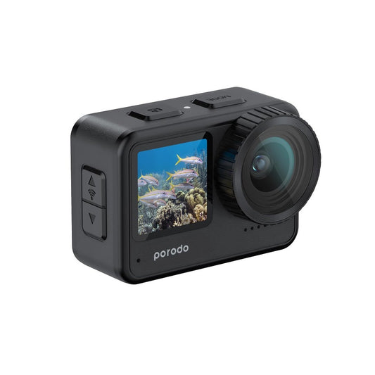 كاميرا اكشن مضادة للماء بدقة 5K من بورودو, مع شاشة لمس ودعم WiFi - اسود | Porodo Waterproof 5K Action Camera with WiFi & Touch Screen – Black