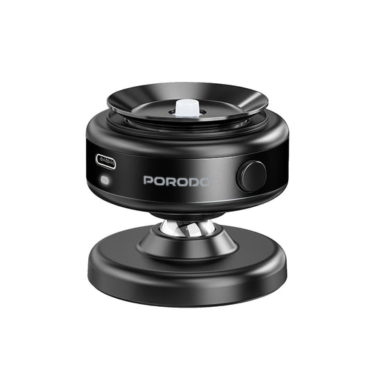 حامل هاتف للسيارة مغناطيسي كهربائي مع قاعدة تثبيت ودوران 360 درجة من بورودو - اسود | Porodo Auto Electric Suction 360° Rotatable Magnetic Mount - Black