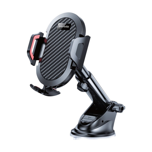 حامل هاتف للسيارة عالمي بدرجة دوران 360 درجة من بورودو, ABS + سيليكون - اسود | Porodo ABS+Silicone 360° Rotatable Universal Car Mount – Black