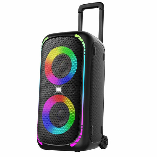 سماعة حفلات 640 واط مع عجلات من بورودو ساوندتيك - اسود | Porodo Soundtec 640W Party Speaker with Trolley – Black