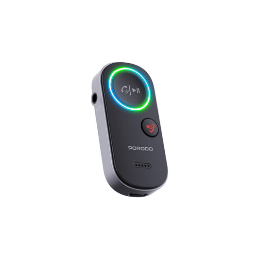 محول صوت بورودو من سلكي الى لاسلكي بتقنية البلوتوث - اسود | Porodo Wired to Wireless BT Audio Transmitter – Black