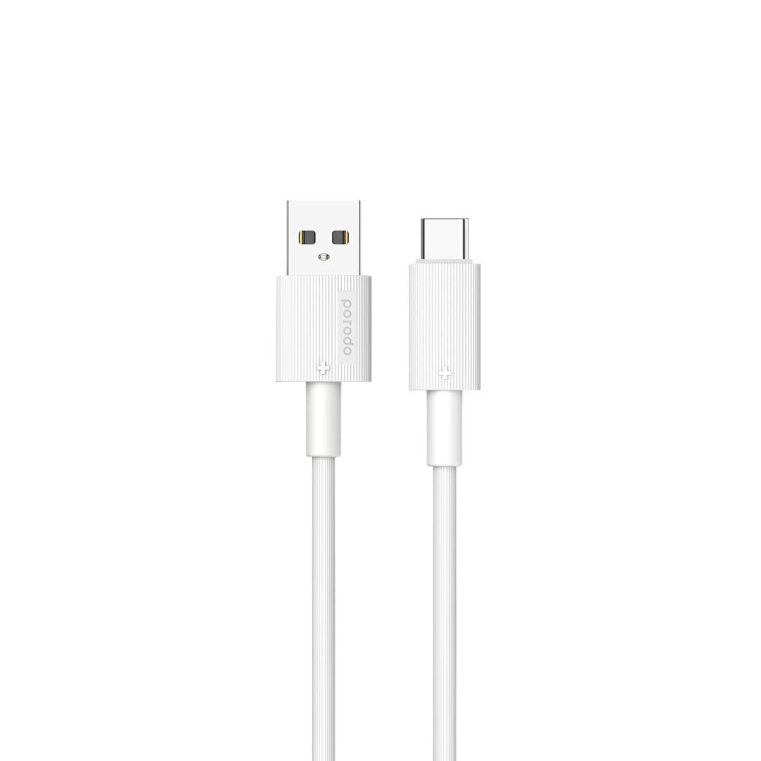كيبل شحن بورودو من يو اس بي اي الى يو اس بي سي بطول 1.2 متر | Porodo USB-A to Type-C Durable PVC Charging Cable 1.2M