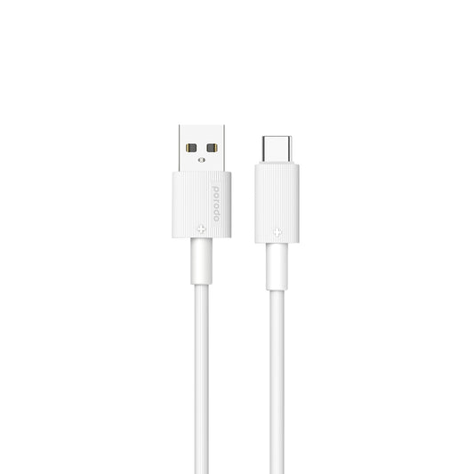كيبل شحن بورودو من يو اس بي اي الى يو اس بي سي بطول 1.2 متر | Porodo USB-A to Type-C Durable PVC Charging Cable 1.2M