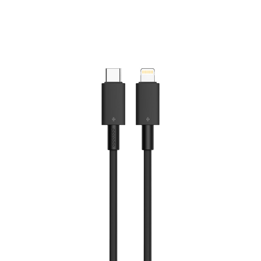 كيبل بورودو يو اس بي سي الى لايتننغ بطول 1.2 متر, شحن سريع | Porodo Type-C to Lightning PVC Cable 1.2M – Fast & Durable Charging.