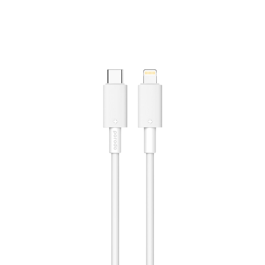كيبل بورودو يو اس بي سي الى لايتننغ بطول 1.2 متر, شحن سريع | Porodo Type-C to Lightning PVC Cable 1.2M – Fast & Durable Charging.