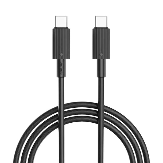 كيبل بورودو يو اس بي سي الى يو اس بي سي بطول 3 متر, شحن سريع 60 واط | Porodo Type-C to C PVC Cable 3M 60W.