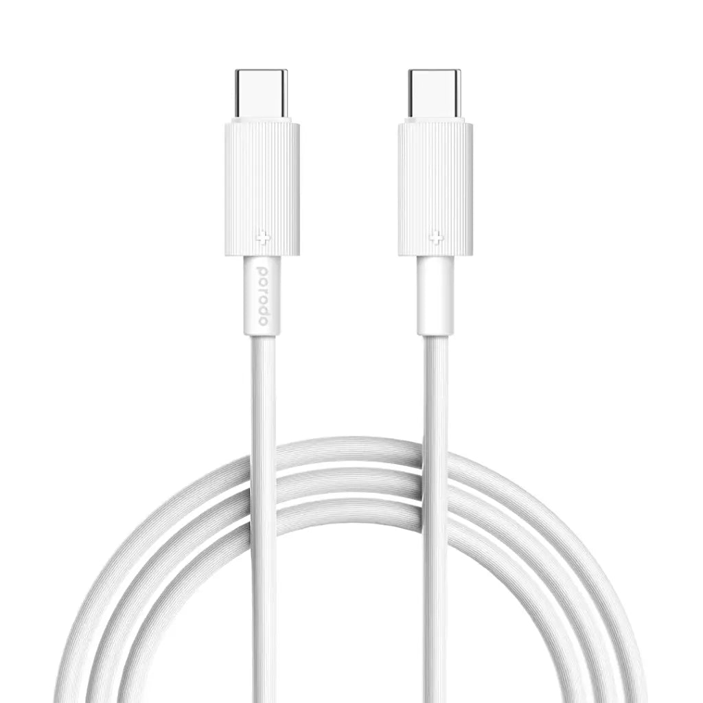 كيبل بورودو يو اس بي سي الى يو اس بي سي بطول 3 متر, شحن سريع 60 واط | Porodo Type-C to C PVC Cable 3M 60W.