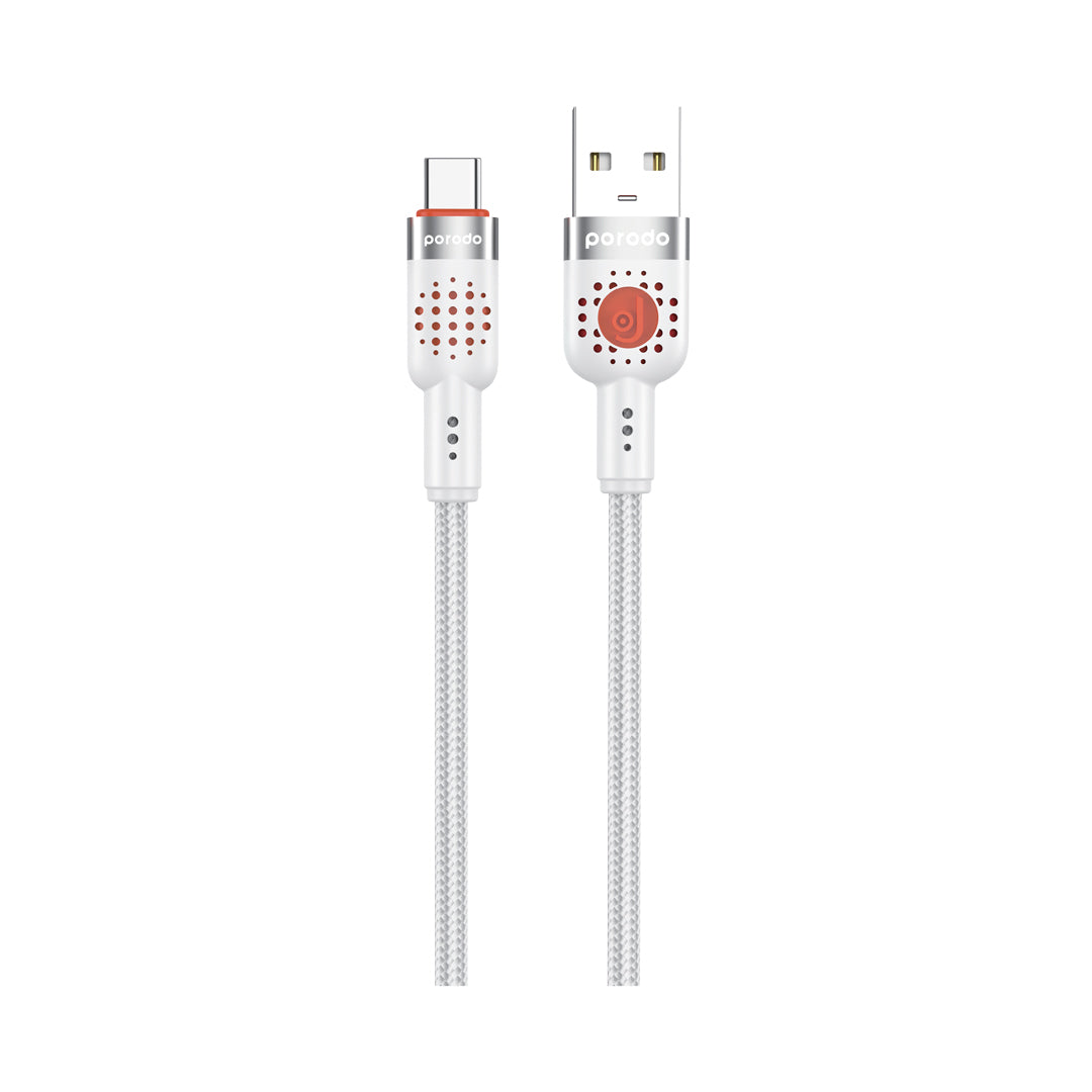كيبل بورودو يو اس بي اي الى يو اس بي سي مضفر بطول 1.2 متر, شحن سريع | Porodo Aluminum Alloy Braided USB-A to Type-C Cable 1.2M – Fast Charging.