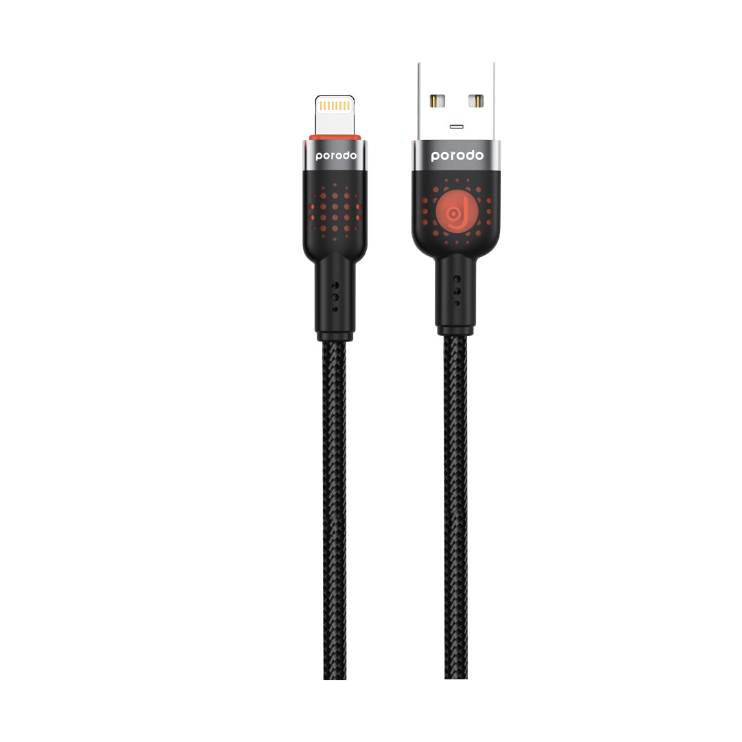 كيبل بورودو مضفر يو اس بي اي الى لايتننغ بطول 1.2 متر | Porodo Alum. Alloy Braided Cable USB to Lightning 1.2m