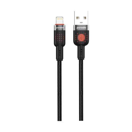 كيبل بورودو مضفر يو اس بي اي الى لايتننغ بطول 1.2 متر | Porodo Alum. Alloy Braided Cable USB to Lightning 1.2m