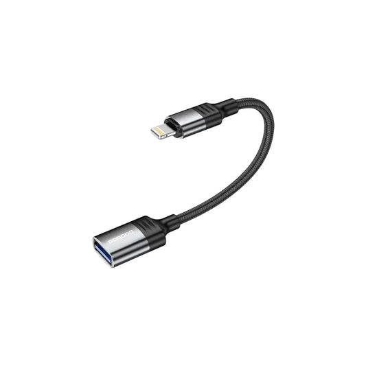 كيبل محول يو اس بي اي الى لايتننغ من بورودو ووفن بطول 12 سم - اسود | Porodo Woven USB-A to Lightning Adapter Cable 0.12M – Black