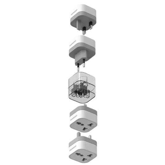 بورودو محول سفر 4 في 1 بفيشة بريطانية - ابيض | Porodo 4-in-1 Adaptor UK Plug - White