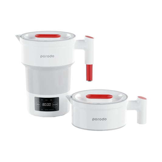 بورودو غلاية كهربائية محمولة وقابلة للطي بسعة 600 مل وقدرة 850 واط - ابيض | Porodo Lifestyle 600ml Portable and Foldable Electric Kettle 850W – White.