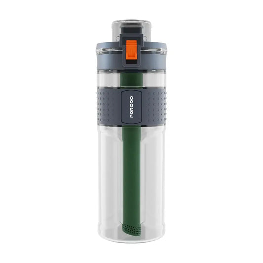 قارورة ماء بورودو لايف ستايل, فلتر داخلي بمرحلتين وشفاط, سعة 600 مل - اسود | Porodo Lifestyle Water Filter Bottle with Straw Filter 2-Stage – 600ml – Black