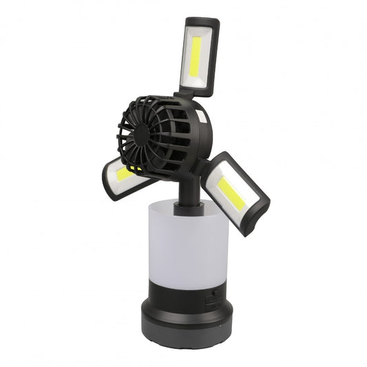 مصباح خارجي 3 في 1 مع مروحة من بورودو لايف ستايل, كشاف وضوء محيطي - اسود / بني | Porodo Lifestyle Outdoor 5W 3 in 1 Lamp and Flashlight with Fan - Black/Sandy Brown