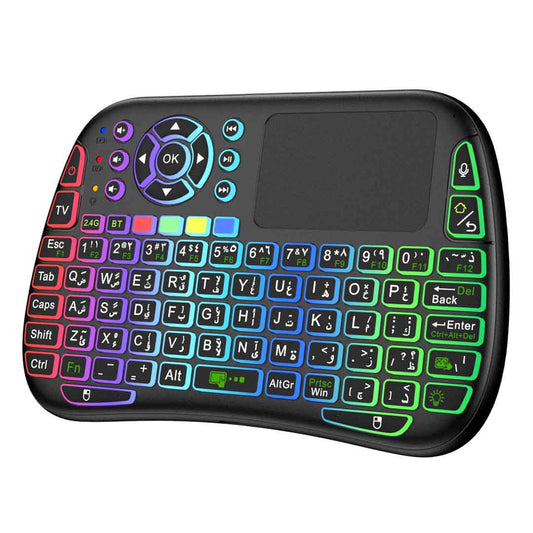 لوحة مفاتيح بورودو اللاسلكية المدمجة مع لوحة لمس واضائة RGB - اسود | Porodo Mini Wireless Keyboard Touch Combo with RGB Light – Black.