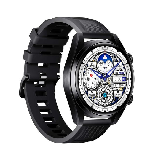 بورودو نيبولا ساعة ذكية باطار اسود وسوار سيليكون اسود | Porodo Nebula Smart Watch Black Dial with Black Silicone Band.