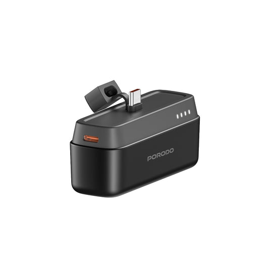 باور بانك بورودو بسعة 5000 مللي امبير مع موصل تايب سي, شحن سريع بقدرة 20 واط | Porodo 5000mAh Power Bank with Type-C Connector – PD 20W Fast Charging.