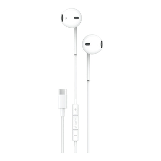 سماعات بورودو ساوندتيك ستيريو تايب سي مع مايكروفون عالي الوضوح - ابيض | Porodo Soundtec Stereo Earphones Type-C with High-Clarity Mic – White