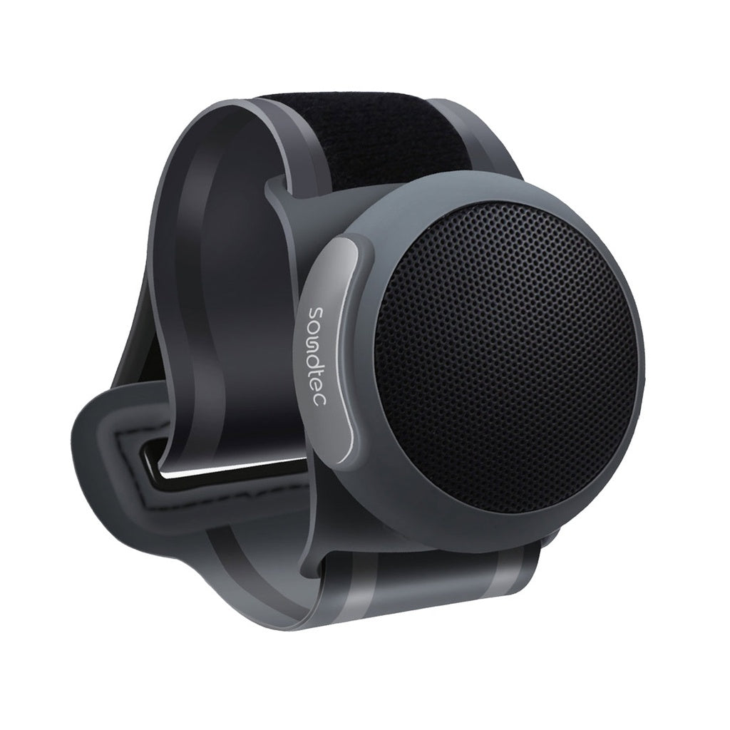 سبيكر بلوتوث رياضي لاسلكي من بورودو ساوندتيك مع سوار معصم - اسود | Porodo Soundtec Sporty Wireless Bluetooth Speaker – Black.
