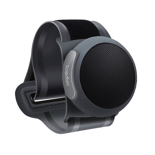 سبيكر بلوتوث رياضي لاسلكي من بورودو ساوندتيك مع سوار معصم - اسود | Porodo Soundtec Sporty Wireless Bluetooth Speaker – Black.