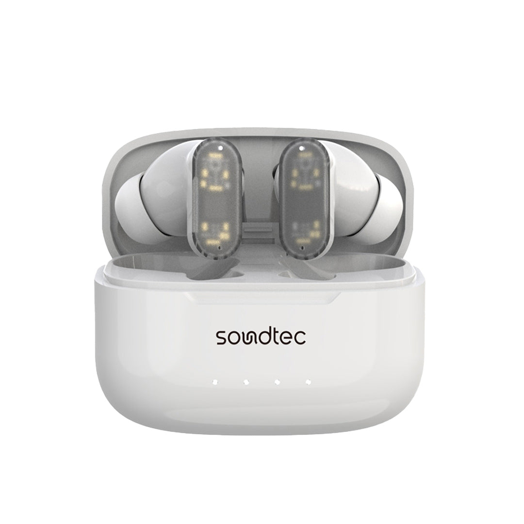 سماعة بورودو ساوندتيك الشفافة TWS بعزل ضوضاء ANC و ENC, تشغيل حتى 7 ساعات | Porodo Soundtec ANC & ENC TWS Earphone with Transparent Earbuds, 7H Playtime.