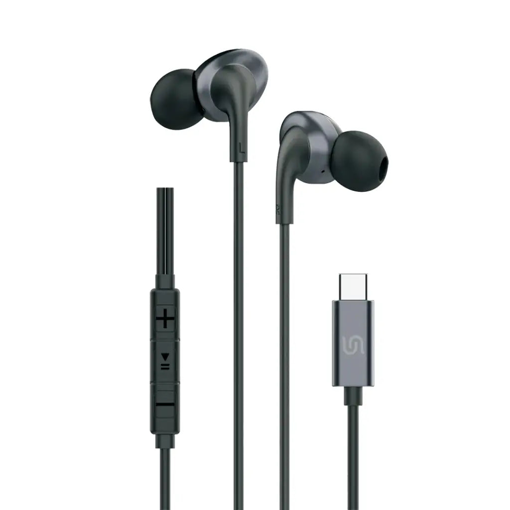 بورودو ساوندتيك سماعات معدنية سلكية 10 ملم بمنفذ يو اس بي سي - اسود | Porodo Soundtec Metal Earphones 10mm Type-C - Black