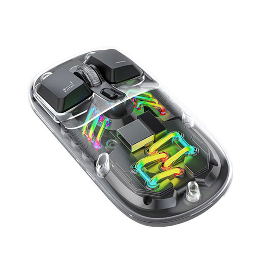 ماوس شفاف مزدوج الوضع 2.4G وبلوتوث من بورودو مع اضائة RGB وقابلية ضبط الحساسية | Porodo Transparent Mouse 2.4G and Bluetooth Dual Mode with RGB & Adjustable DPI.