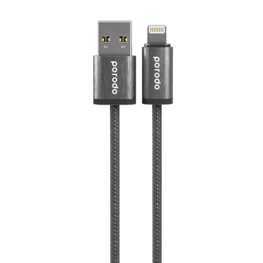 كيبل بورودو ووفن من يو اس بي اي الى لايتننغ بطول 1.2 متر - اسود | Porodo Woven 2.4A USB-A to Lightning Cable 1.2M – Black