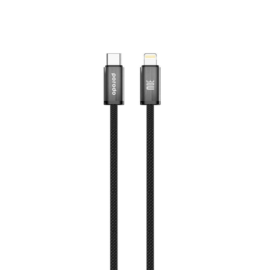 كيبل بورودو مضفر لايتننغ الى يو اس بي سي, شحن سريع بقدرة 30 واط وطول 1.2 متر | Porodo 30W Lightning to Type-C Braided Cable (1.2M).