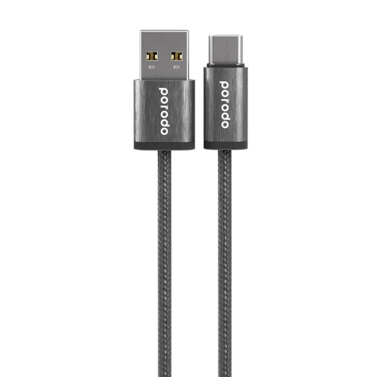كيبل بورودو ووفن يو اس بي اي الى يو اس بي سي مضفر بطول 1.2 متر | Porodo Woven 3A USB-A to Type-C Cable 1.2M.