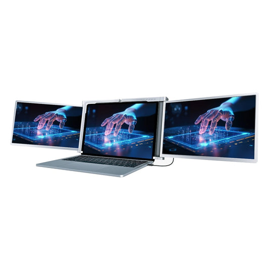 شاشة محمولة مزدوجة للابتوب بحجم 13.3 بوصة من باورولوجي - فضي | Powerology 13.3" Portable Dual Screen Laptop Monitor - Silver