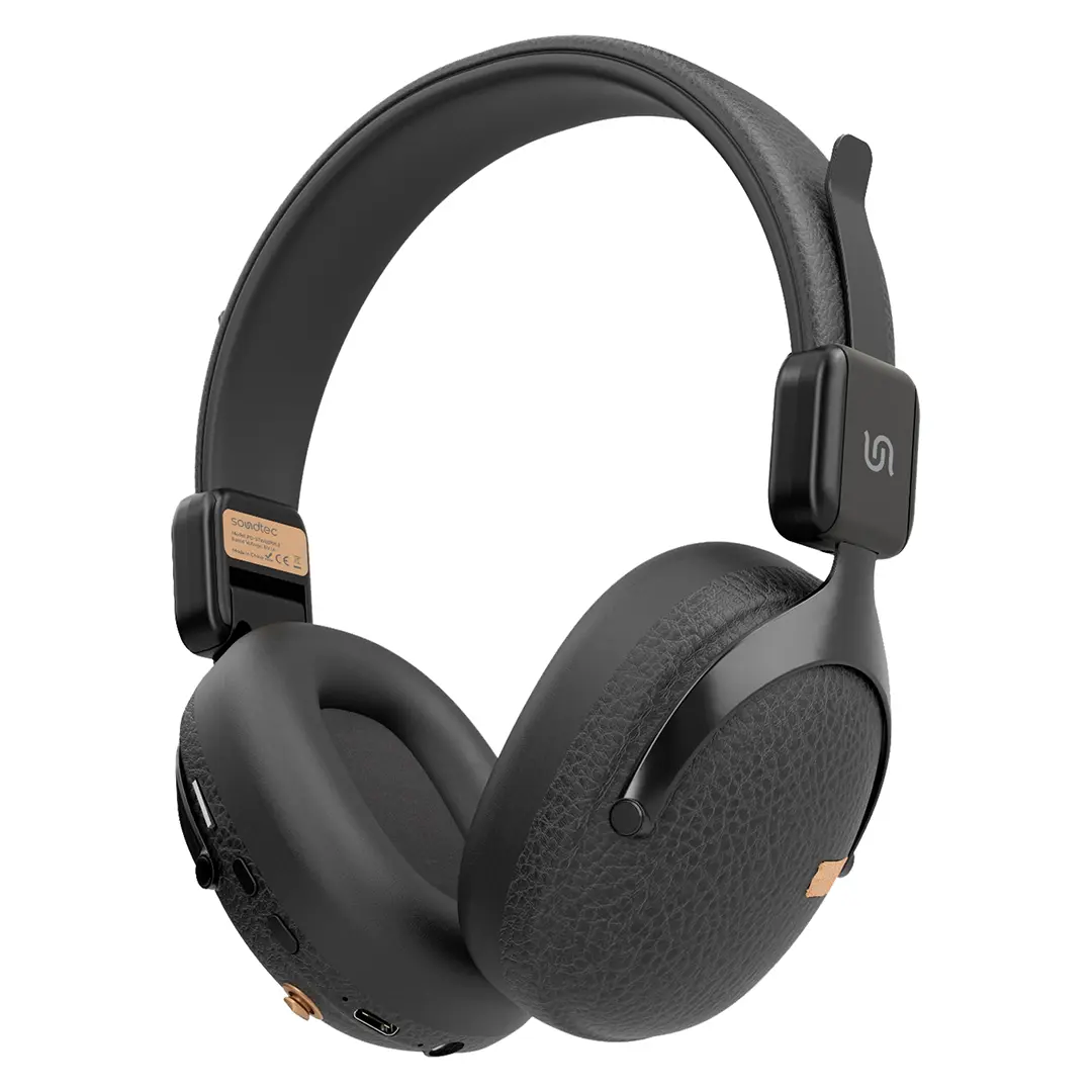 سماعة بورودو ساوندتيك اونيكس سونيك اللاسلكية بتشغيل حتى 18 ساعة - اسود | Porodo Soundtec Onyx Sonic Wireless Headphone, Up To 18H Playtime - Black