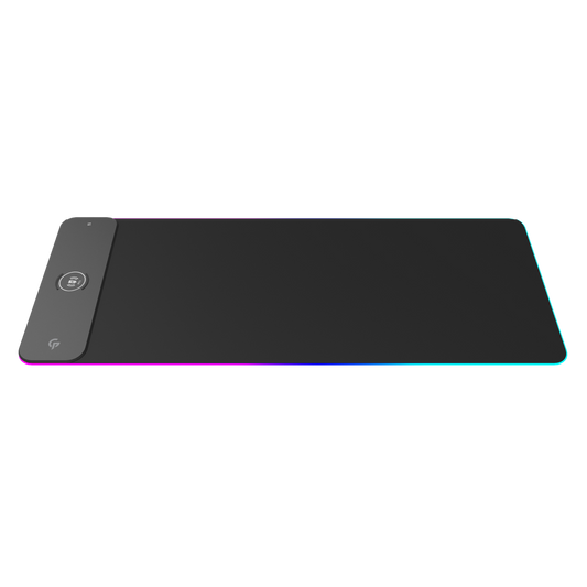 بورودو ماوس باد للالعاب مع اضائة RGB وشاحن لاسلكي بقدرة 15 واط - اسود | Porodo Gaming RGB MousePad with 15W Wireless Charger - Black