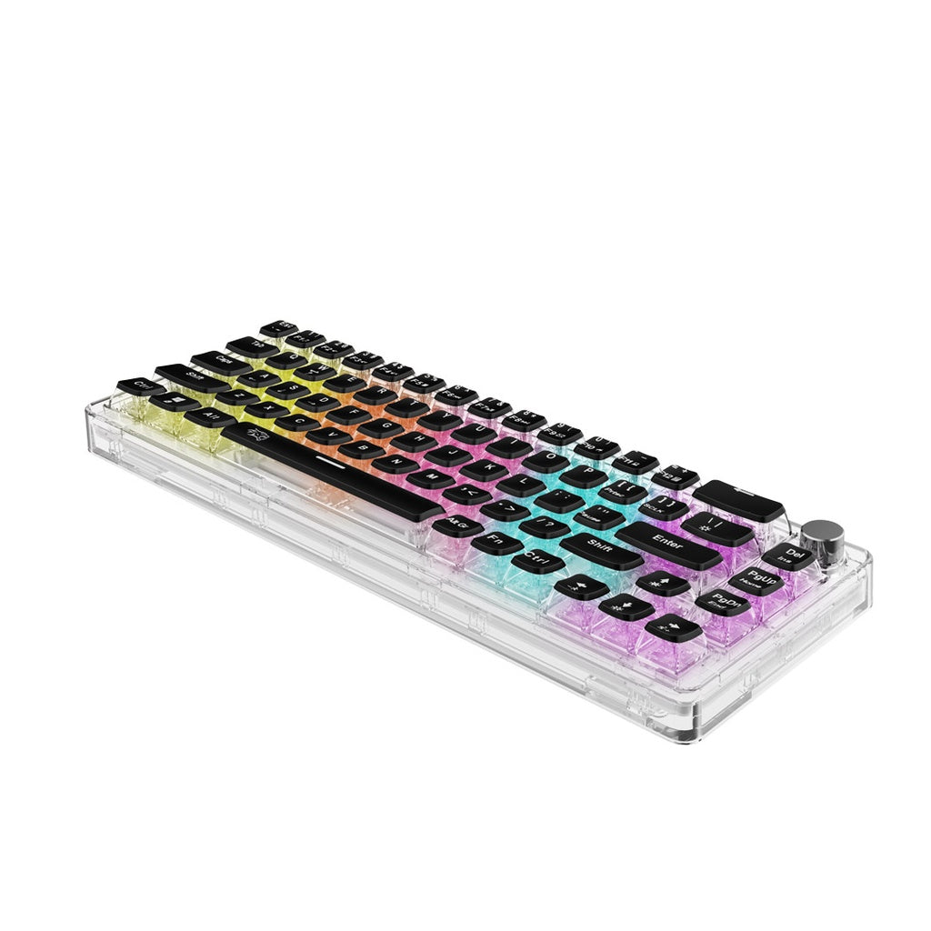 لوحة مفاتيح ميكانيكية شفافة سلكية من بورودو مع مقبض المنيوم دوار | Porodo Transparent Wired Real Mechanical Keyboard with Aluminium Rotary Knob