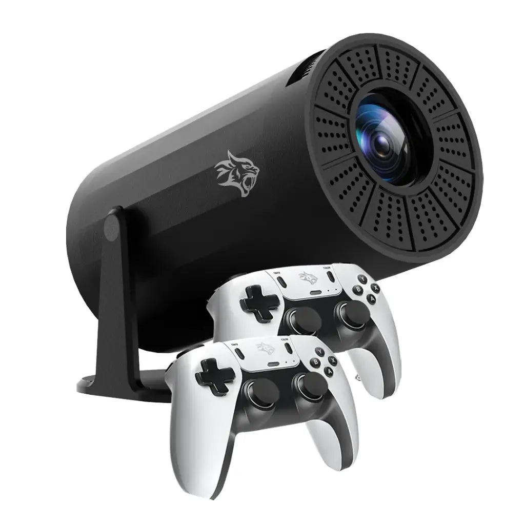 بروجكتر للالعاب بدقة 4K من بورودو, مع نظام اندرويد 11 ووحدات تحكم - اسود | Porodo Gaming 4K Projector Android 11 with Auto Keystone & Gamepad Controller – Black
