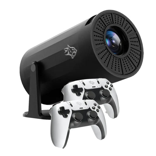 بروجكتر للالعاب بدقة 4K من بورودو, مع نظام اندرويد 11 ووحدات تحكم - اسود | Porodo Gaming 4K Projector Android 11 with Auto Keystone & Gamepad Controller – Black