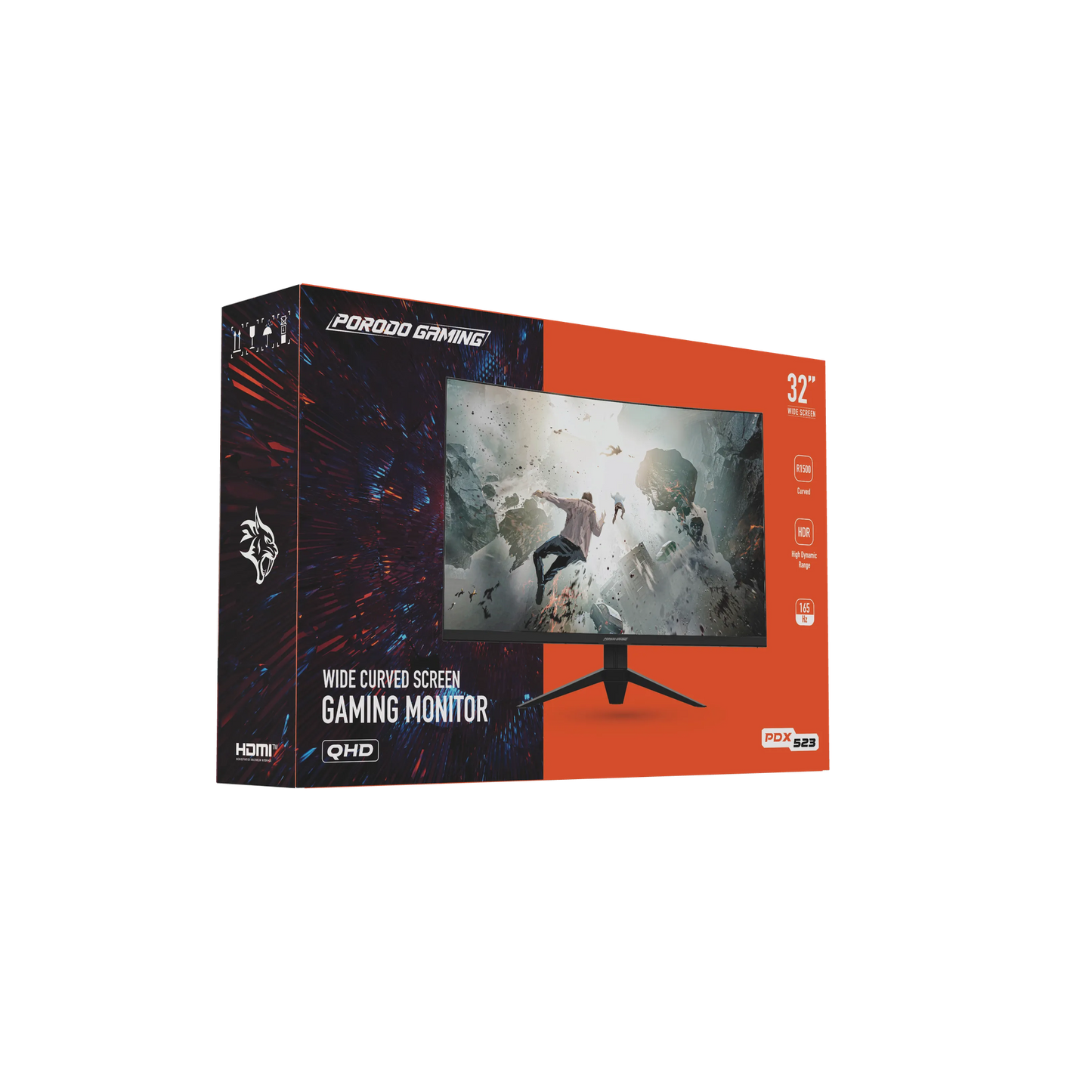 شاشة العاب منحنية 32 بوصة بمعدل تحديث 165Hz من بورودو - اسود | Porodo Wide Screen Gaming Monitor 32" 165Hz - Black