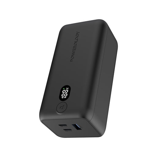 باور بانك باورولوجي اونيكس بسعة 20000 مللي امبير, شحن سريع بقدرة 65 واط - اسود | Powerology Onyx 20000mAh Dual USB-C Power Bank PD 65W - Black.