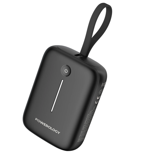 باور بانك باورولوجي 10000mAh بمنفذ يو اس بي سي و يو اس بي اي, بقدرة 20 واط - ابيض | Powerology PD20W 10000mAh Power Bank Type-C Port and USB-A Port – White.
