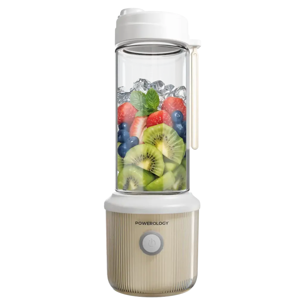 خلاط محمول باورولوجي بسعة 450 مل وبطارية 5000mAh, و 6 شفرات - اسود | Powerology Portable Blender 450ml 5000mAh 6 Blades – Black.