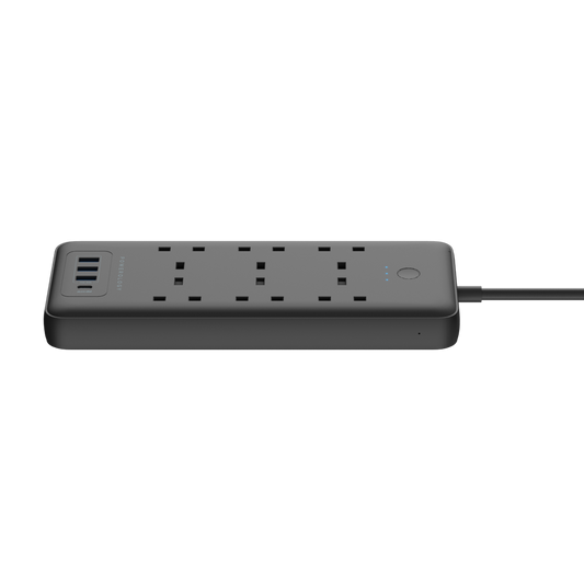 وصلة كهربائية ذكية من باورولوجي ب 6 منافذ AC ومنافذ يو اس بي, كيبل بطول 3 متر - اسود | Powerology 6 AC 3 USB & USB-C PD 30W Multiport Smart Power Extension 3250W 13A 3M - Black
