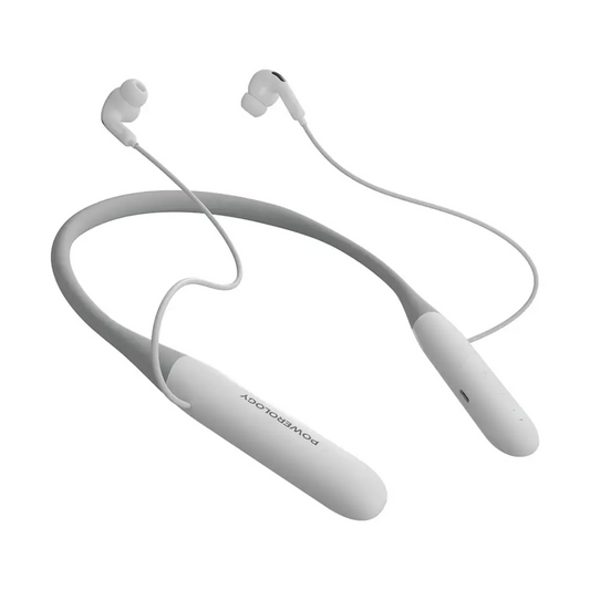 سماعة باورولوجي اللاسلكية حول الرقبة بتقنية الغاء الضوضاء, تشغيل حتى 100 ساعة | Powerology Wireless Neckband Earphones - Up to 100H Playtime.