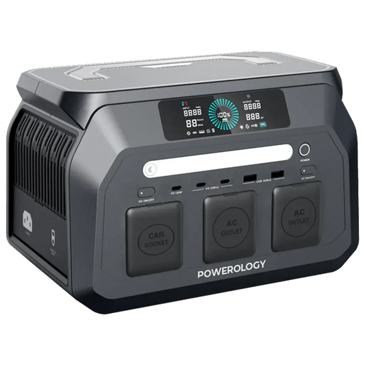 محطة طاقة محمولة باورولوجي بقدرة 800 واط بسعة 512 واط / ساعة - اسود | Powerology 800W Portable Power Station with 512Wh Capacity – Black