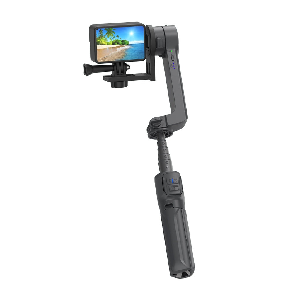 مثبت كاميرا بورودو مانع للاهتزاز مع تحكم مركزي دوار - اسود | Porodo Anti-Shake Gimbal with Rotatable Central Control - Black