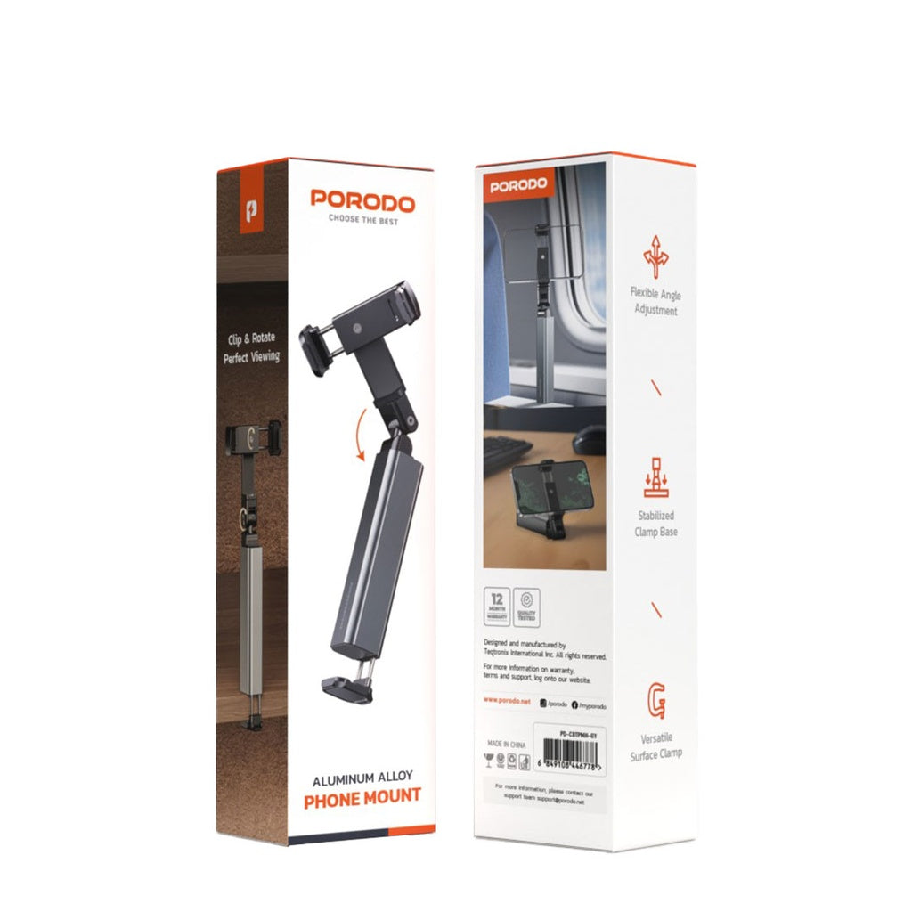 حامل هاتف محمول من بورودو - رمادي | Porodo Travel Portable Mobile Holder – Grey