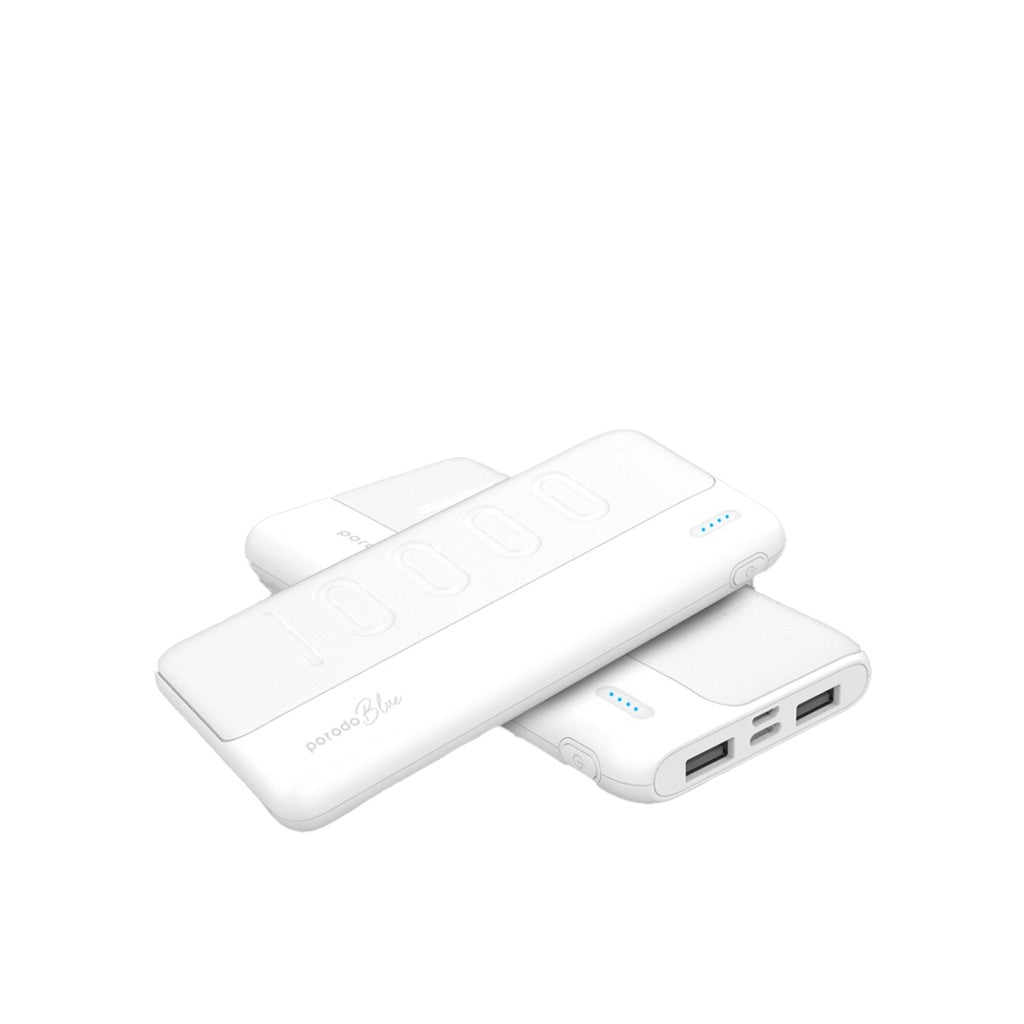 باور بانك بورودو بلو النحيف بسعة 10,000 مللي امبير بمنفذي يو اس بي اي | Porodo Blue 10000mAh Slim Power Bank Dual USB-A Output