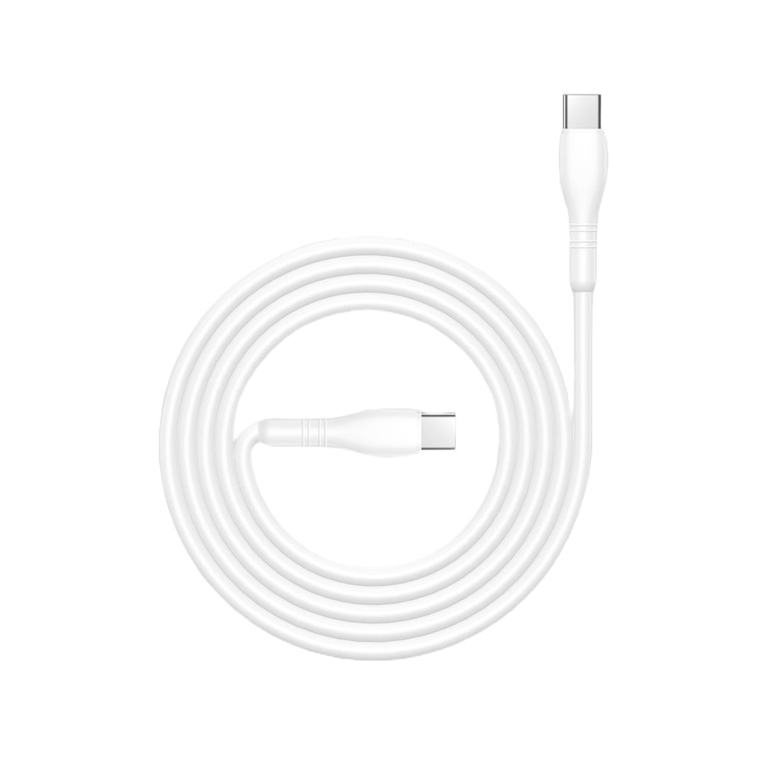 كيبل بورودو بلو PVC يو اس بي سي الى يو اس بي سي بطول 1.2 متر, شحن سريع 60 واط | Porodo Blue PVC Type-C to Type-C Cable 1.2M 60W.